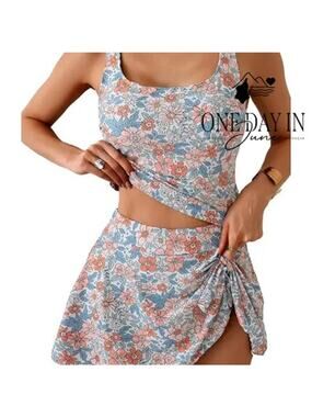 B2Prity Floral Skirted Tankini Swimsuit Size M
